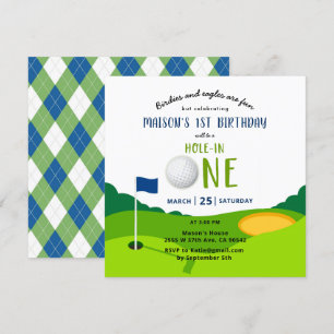 Golf 1e verjaardag Hole In One Par-tee uitnodiging