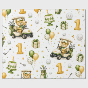 Golf 1e verjaardag Laten we Par-Tee vieren Cadeaupapier