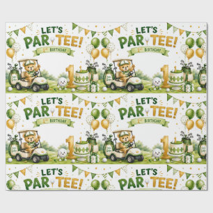 Golf 1e verjaardag Laten we Par-Tee vieren Cadeaupapier