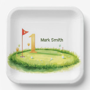 Golf 1e verjaardag met als thema Putting Green Papieren Bordje
