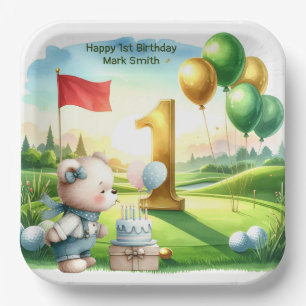 Golf 1e verjaardag met als thema Putting Green Papieren Bordje