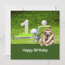 Golf 1e verjaardag met luiaard golfer kaart