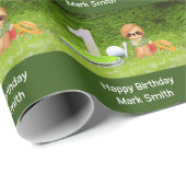 Golf 1e Verjaardag met Luiaard Golfer Wrapping Pap Cadeaupapier (Rol Hoek)