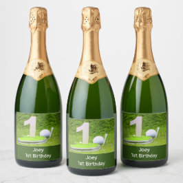 Golf 1e verjaardag met nummer één sparkling wijnetiket
