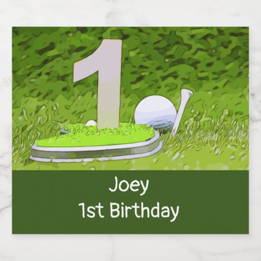 Golf 1e verjaardag met nummer één sparkling wijnetiket (Enkel label)