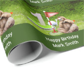 Golf 1e verjaardag met Sloth Golfer Cadeaupapier (Rol Hoek)