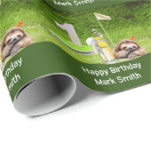 Golf 1e verjaardag met Sloth Golfer Cadeaupapier (Rol Hoek)