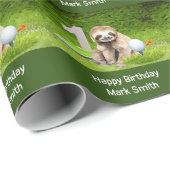 Golf 1e verjaardag met Sloth Golfer Cadeaupapier (Rol Hoek)