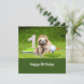 Golf 1e verjaardag met Sloth Golfer Kaart (Staand voorkant)