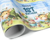 Golf 1e Verjaardag Schattige thema Cadeaupapier (Rol Hoek)