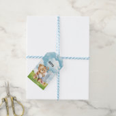 Golf 1e verjaardag Teddy Bear golfer in golfbaan Cadeaulabel (Met Touw)