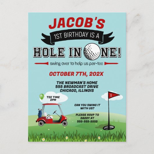 Golf 1e verjaardag Uitnodiging (Voorkant)