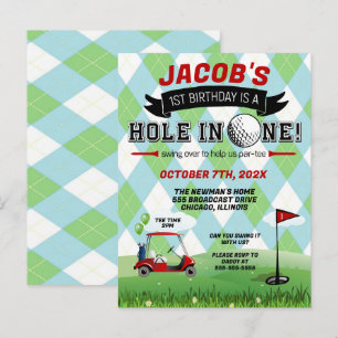 Golf 1e verjaardag Uitnodiging Briefkaart