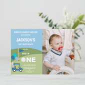 Golf 1e verjaardag Uitnodigingen met foto (Staand voorkant)