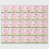 Golf 1e verjaardag voor baby meisje op roze cadeaupapier (Vlak)