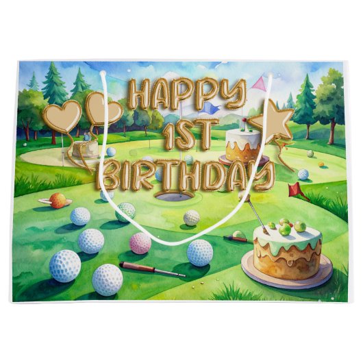 Golf 1e verjaardag voor toekomstige golfer groot cadeauzakje (Voorkant)