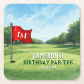 Golf 1e verjaardagsfeestje gat in één kartonnen onderzetters (Voorkant)