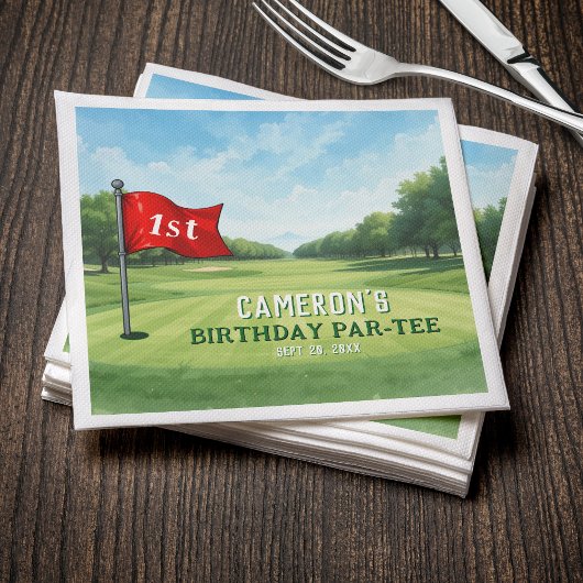 Golf 1e verjaardagsfeestje gat in één servet