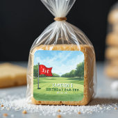 Golf 1e verjaardagsfeestje gat in één vierkante sticker