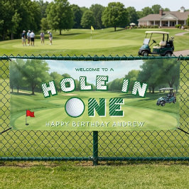 Golf 1e verjaardagsfeestje kinderen hole in one spandoek