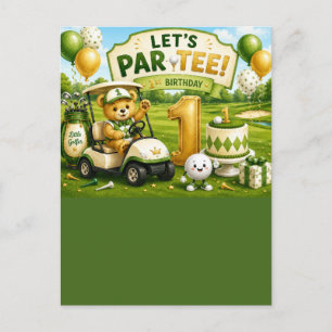 Golf 1e verjaardagsuitnodiging briefkaart