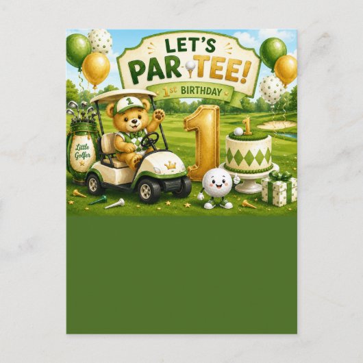 Golf 1e verjaardagsuitnodiging briefkaart (Voorkant)