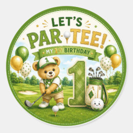Golf 1e verpartij ronde sticker