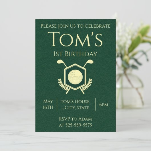 Golf 1st Birthday Kaart (Staand voorkant)