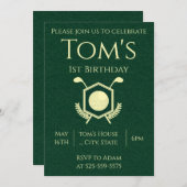 Golf 1st Birthday Kaart (Voorkant / Achterkant)