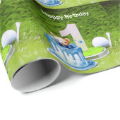 Golf 1ste verjaardag een jaar oude golfer met numm cadeaupapier (Rol Hoek)