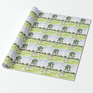 Golf 1ste verjaardag een jaar oude golfer met numm cadeaupapier