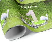 Golf 1ste verjaardag een jaar oude golfer met numm cadeaupapier (Rol Hoek)