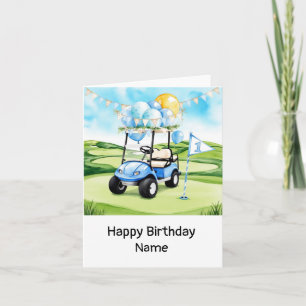 Golf 1ste verjaardag een jaar oude golfer met numm kaart