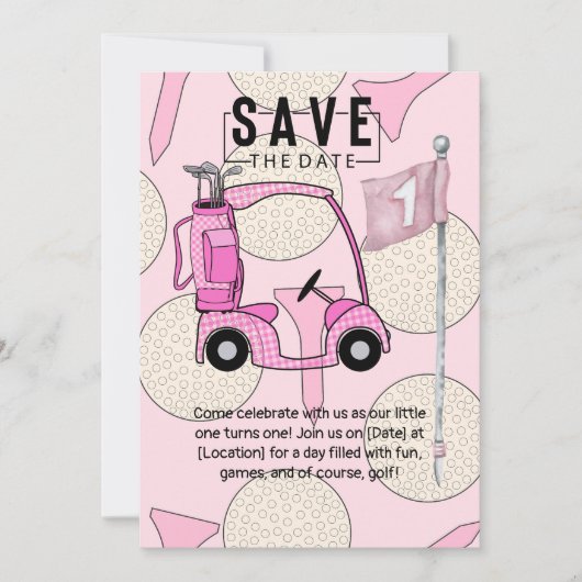 Golf 1ste verjaardag een jaar oude golfer met numm kaart (Voorkant)