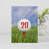 Golf 20ste verfeestdagfeest  kaart (Staand voorkant)