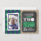 Golf 2e tweede twee 2 verjaardagsfeest foto uitnod kaart (Voorkant)