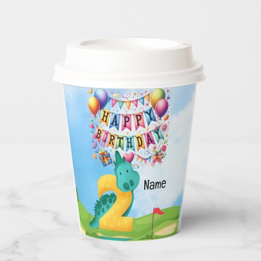 Golf 2e Verjaardag thema voor kind golfer Papieren Bekers (Voorkant)