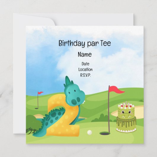 Golf 2e Verjaardag thema voor kind golfer Party Kaart (Voorkant)