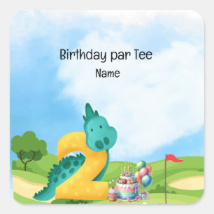 Golf 2e Verjaardag thema voor kind golfer Party Vierkante Sticker