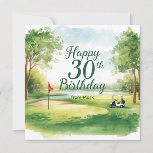 Golf 30e verjaardag met golfkar op green kaart