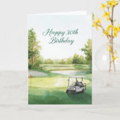 Golf 30e verjaardag met golfkar op green kaart (Gele Bloem)