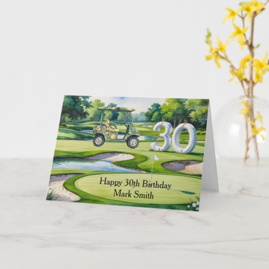 Golf 30e verjaardag op de golfbaan kaart (Gele Bloem)