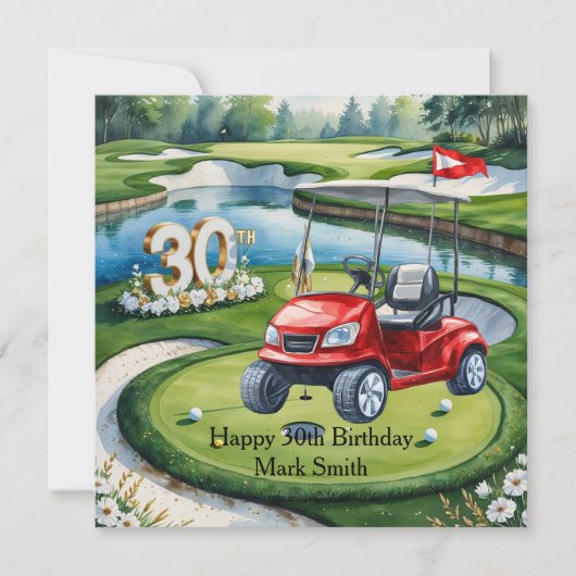 Golf 30e verjaardag op de golfbaan kaart (Voorkant)