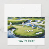 Golf 30e verjaardag op golfbaan briefkaart (Voorkant / Achterkant)