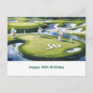 Golf 30e verjaardag op golfbaan briefkaart