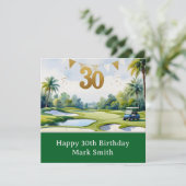Golf 30e verjaardag op golfbaan kaart (Staand voorkant)