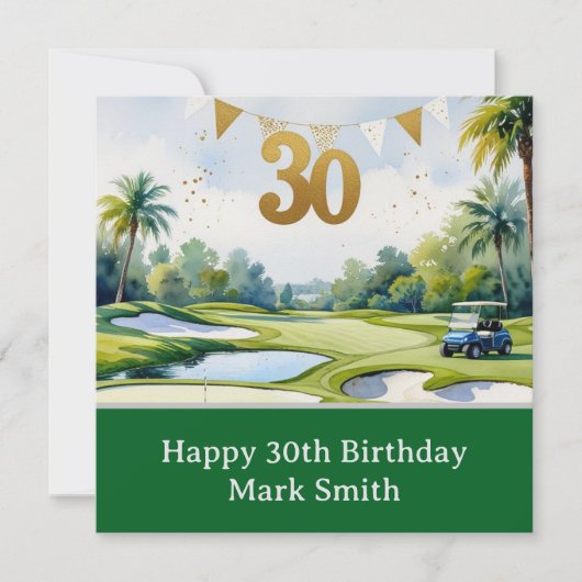 Golf 30e verjaardag op golfbaan kaart (Voorkant)