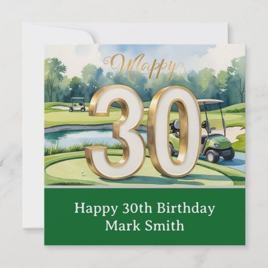Golf 30e verjaardag op golfbaan kaart (Voorkant)