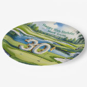 Golf 30e verjaardag op golfbaan papieren bordje (Gekanteld)