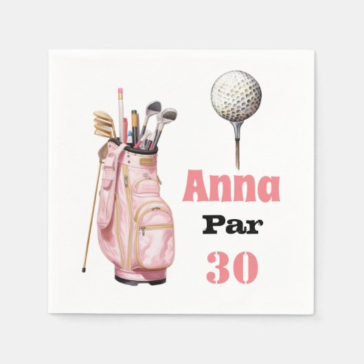 Golf 30e Verjaardag Par t-shirt vrouw roze Servet (Voorkant)